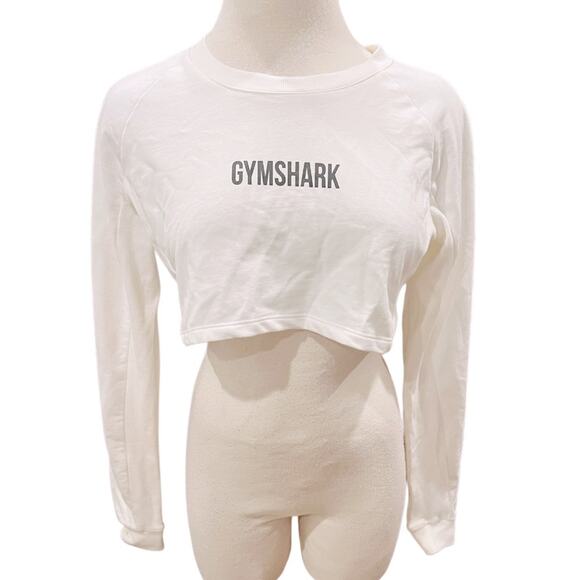 Gymshark Long Sleeve Crop Top White Size XS NWOT - Picture 2 of 7